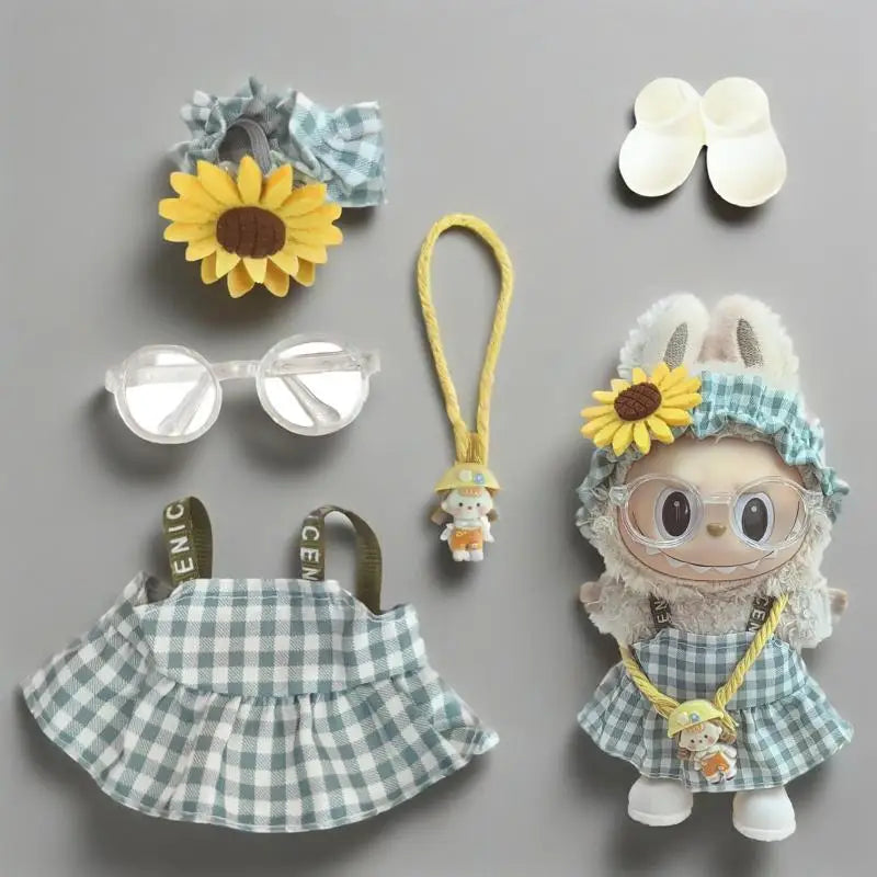 For 17cm Cute Mini Plush Doll'S Clothes Outfit Accessories For Korea Kpop Exo Labubu Idol Dolls Skirt Hat Clothing DIY Kids Gift