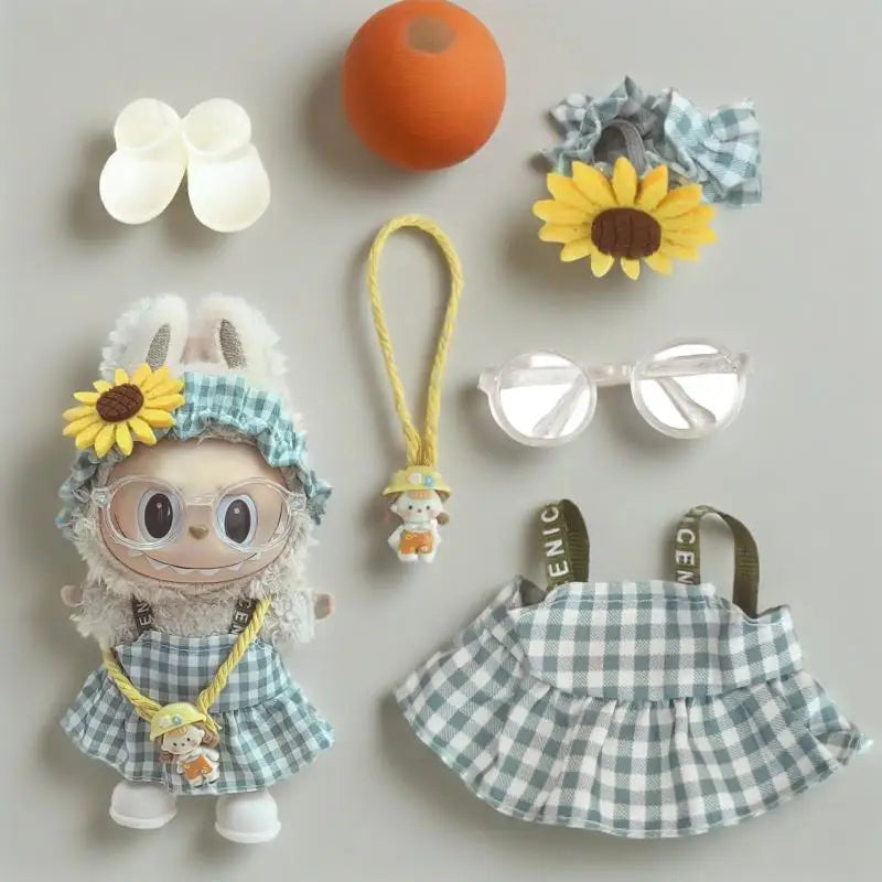 For 17cm Cute Mini Plush Doll'S Clothes Outfit Accessories For Korea Kpop Exo Labubu Idol Dolls Skirt Hat Clothing DIY Kids Gift