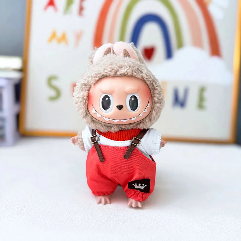 17cm Mini Plush Doll'S Clothes Outfit Accessories For Korea Kpop Exo Labubu Idol overalls pants set Macaron doll Clothing Gift