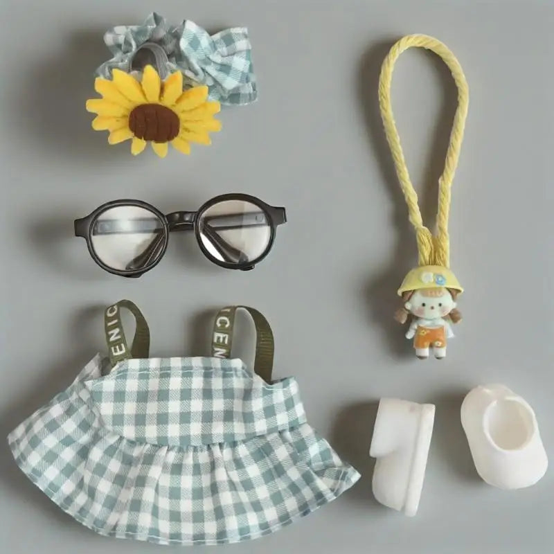 For 17cm Cute Mini Plush Doll'S Clothes Outfit Accessories For Korea Kpop Exo Labubu Idol Dolls Skirt Hat Clothing DIY Kids Gift