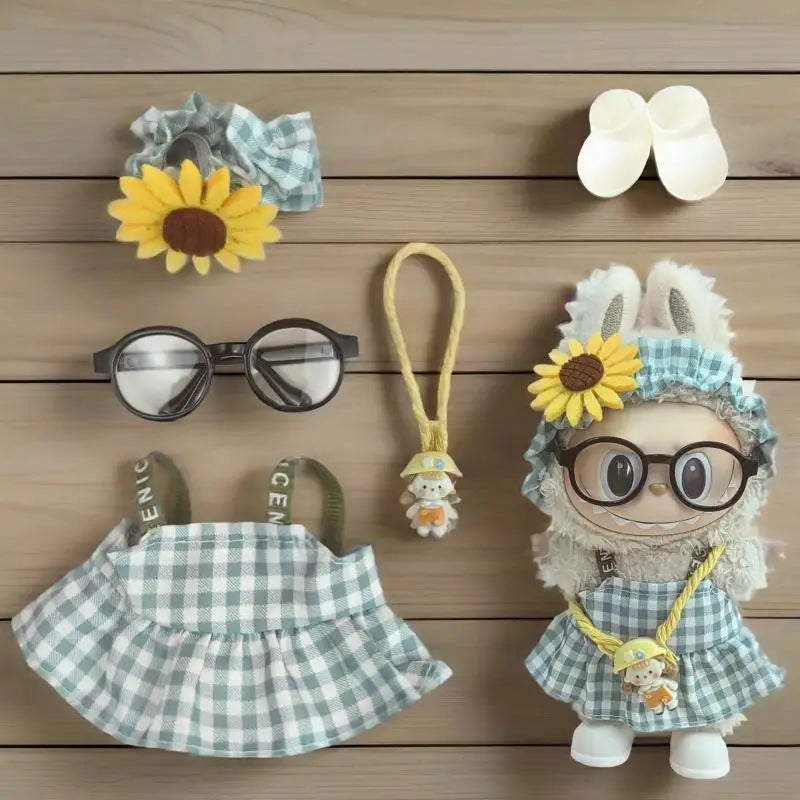 For 17cm Cute Mini Plush Doll'S Clothes Outfit Accessories For Korea Kpop Exo Labubu Idol Dolls Skirt Hat Clothing DIY Kids Gift