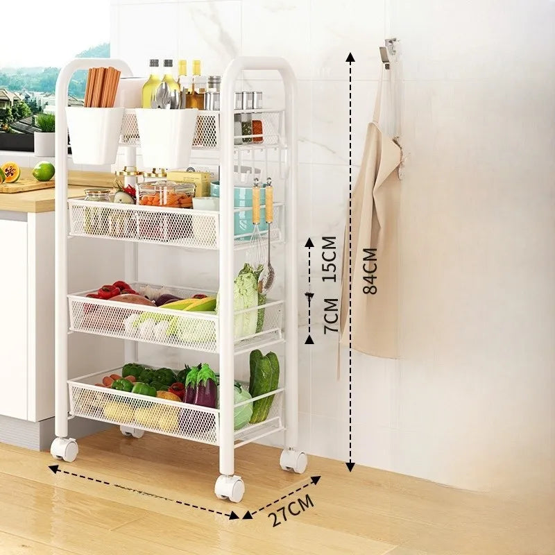 Kitchen Storage Ra Doorstep Drop off Mobile Cart Standalone Floor-Mounted Multi-Functional Organizer for Cooking Utensils