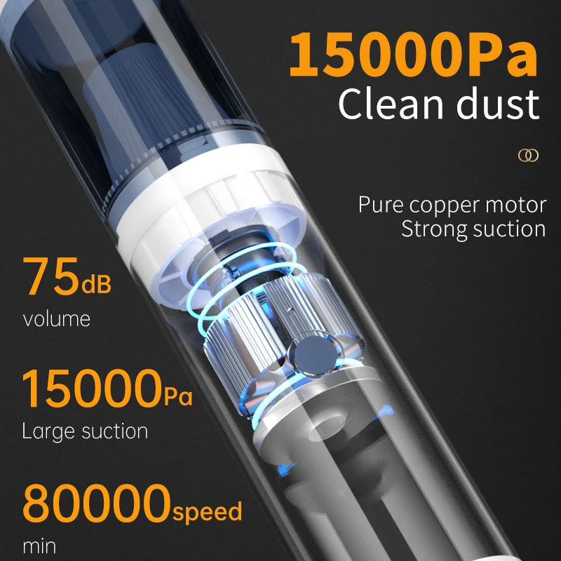 Portable Handheld Car Vacuum Cleaner - Wireless, USB Rechargeable, Powerful Suction, Suitable for Home and Car Use