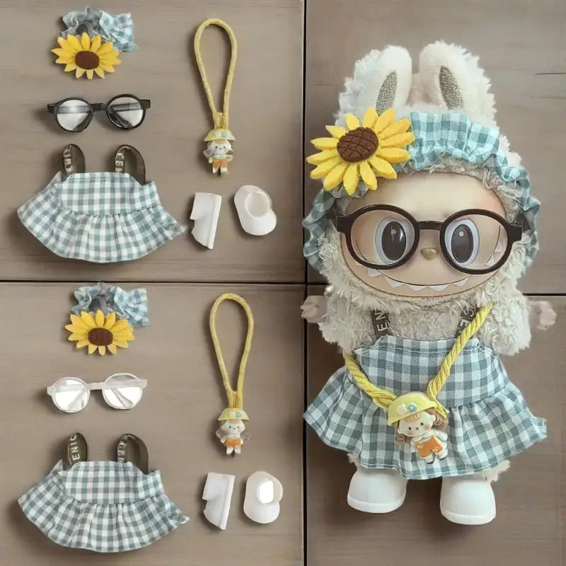 For 17cm Cute Mini Plush Doll'S Clothes Outfit Accessories For Korea Kpop Exo Labubu Idol Dolls Skirt Hat Clothing DIY Kids Gift
