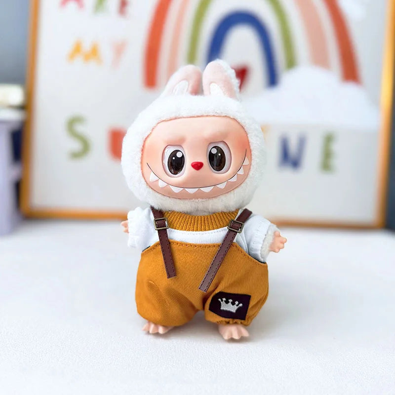 17cm Mini Plush Doll'S Clothes Outfit Accessories For Korea Kpop Exo Labubu Idol overalls pants set Macaron doll Clothing Gift